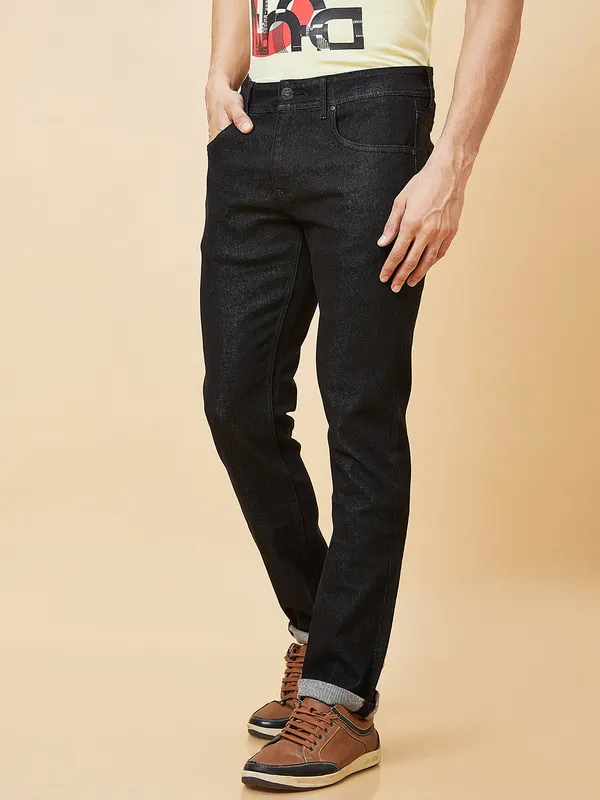 Being Human Men Slim Straight Fit Denim-Black Tone