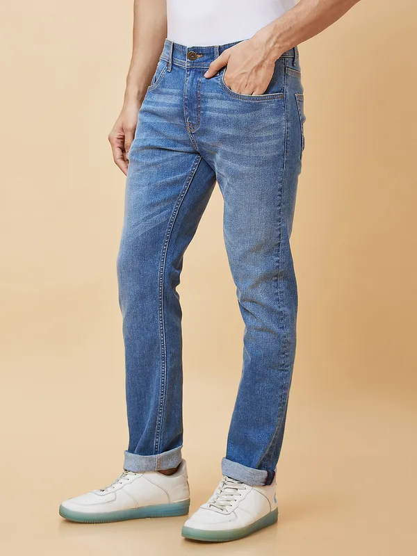 Being Human Men Slim Straight Fit Denim-Light Tone