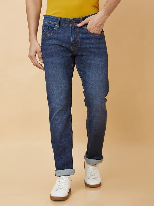 Being Human Men Slim Straight Fit Denim-Dark Tone