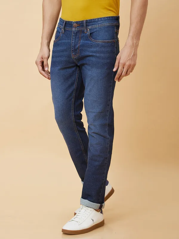Being Human Men Slim Straight Fit Denim-Dark Tone