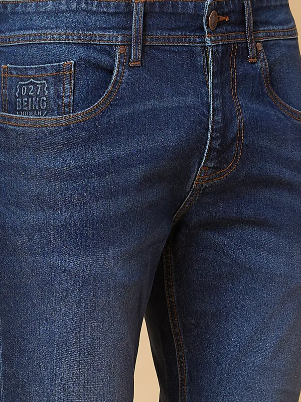 Being Human Men Slim Straight Fit Denim-Dark Tone
