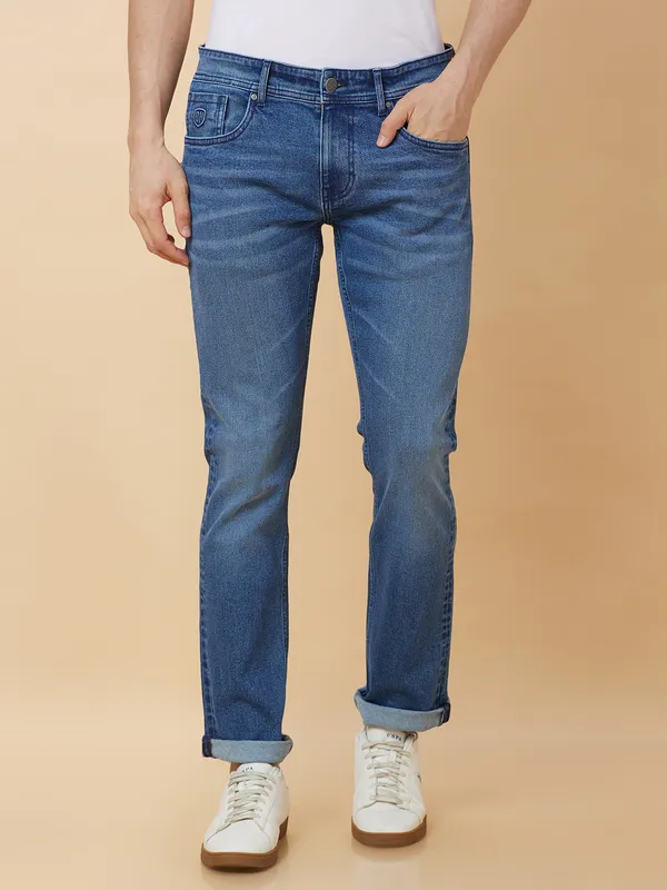 Being Human Clothing Men Slim Straight Fit Denim-Mid Tone
