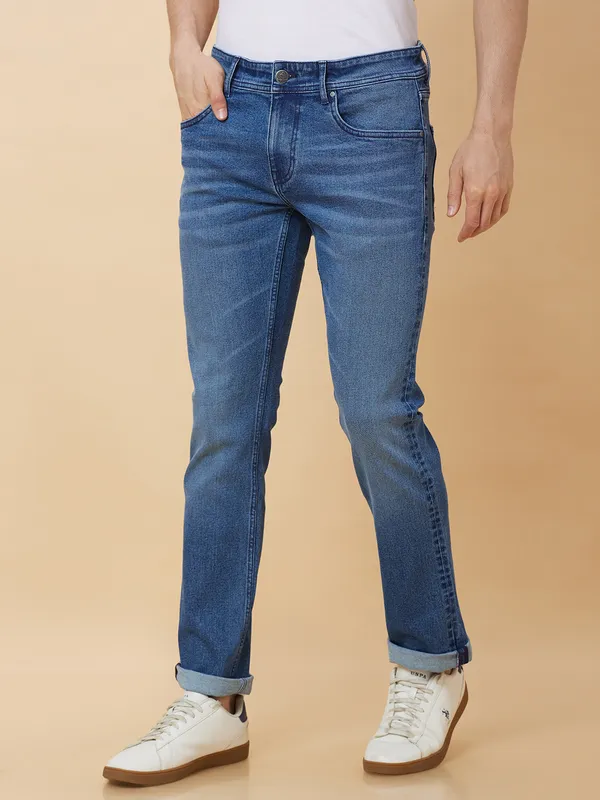 Being Human Clothing Men Slim Straight Fit Denim-Mid Tone