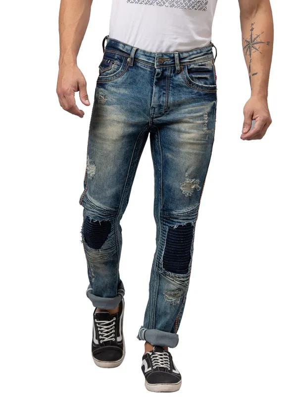 Being Human Men Slim Straight Fit Denim-Mid Tone