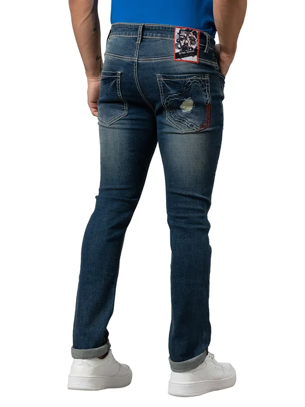 Being Human Men Slim Straight Fit Denim-Mid Tone