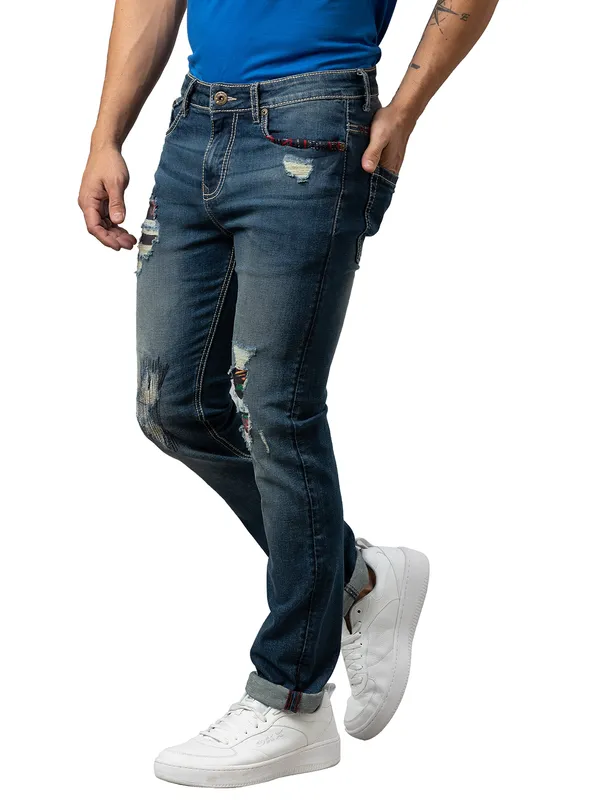 Being Human Men Slim Straight Fit Denim-Mid Tone