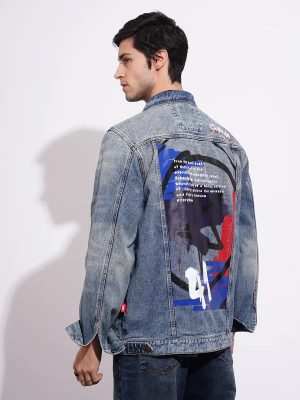 Being Human Clothing Men's Captian America Blue Denim Jacket