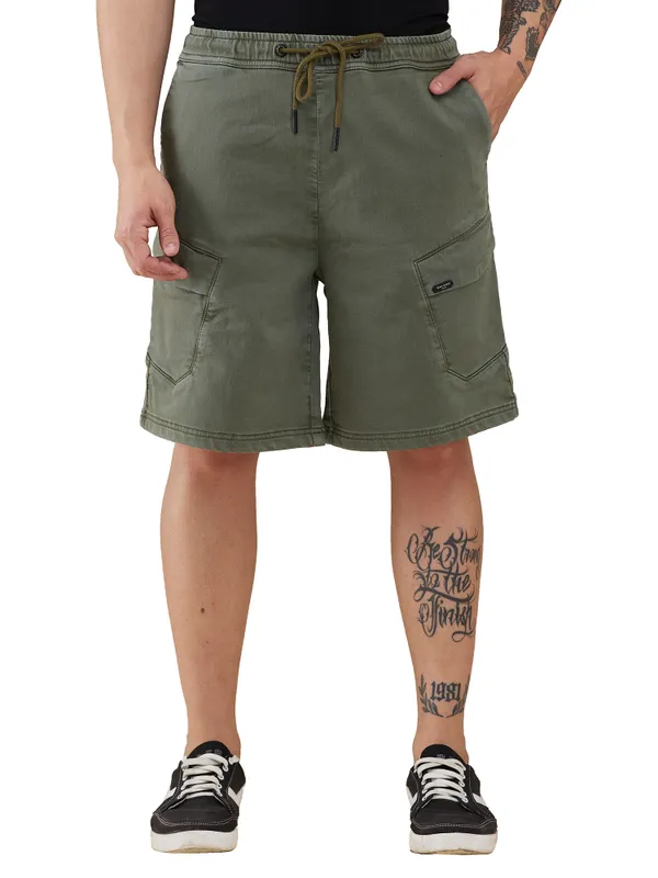 Being Human Clothing Men Green Solid Shorts