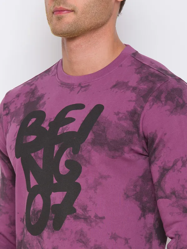 Being Human Clothing Men Regular Fit Crew Neck Sweatshirt-Dusty Violet
