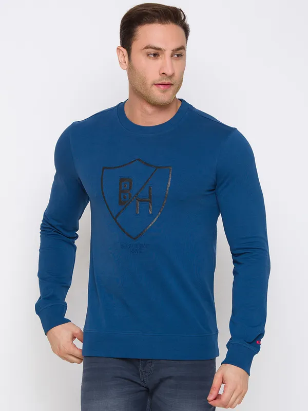 Being Human Clothing Men Regular Fit Crew Neck Sweatshirt-French Navy
