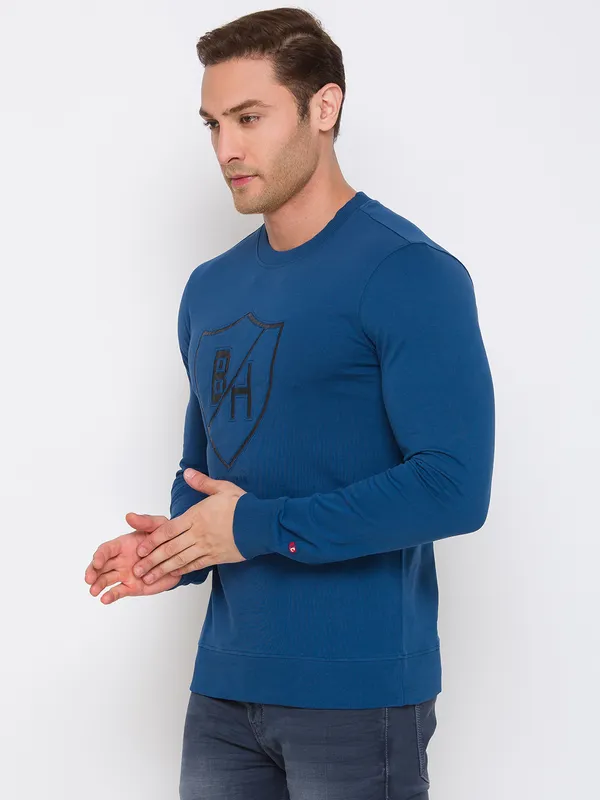 Being Human Clothing Men Regular Fit Crew Neck Sweatshirt-French Navy