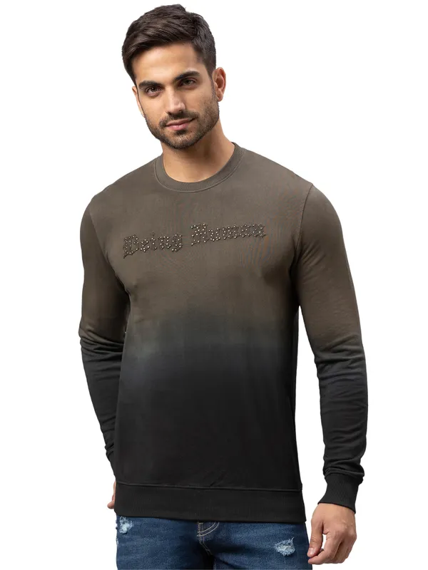 Being Human Regular Fit Men Crew Neck Sweatshirt-Dark Olive