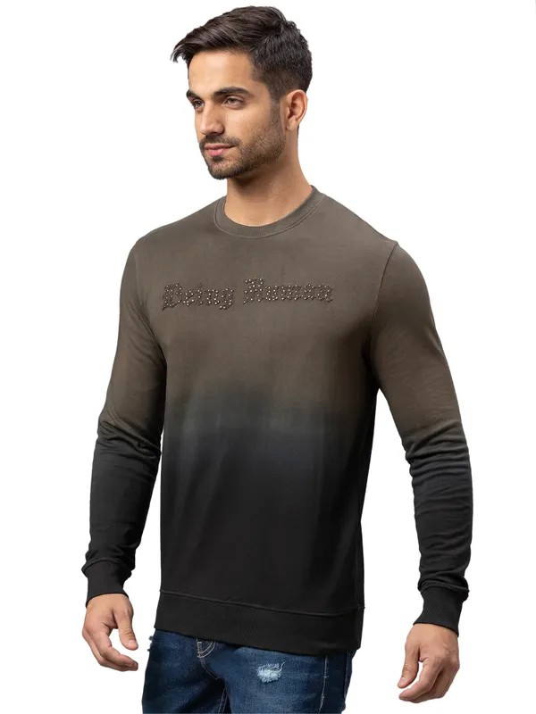 Being Human Regular Fit Men Crew Neck Sweatshirt-Dark Olive