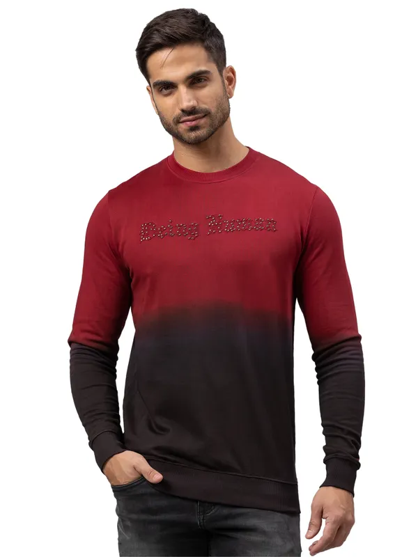 Being Human Regular Fit Men Crew Neck Sweatshirt-Wine