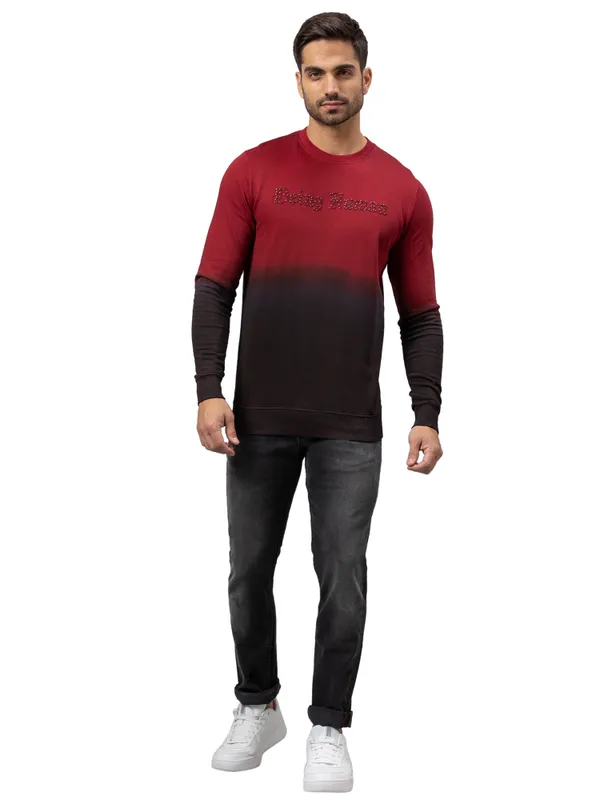 Being Human Regular Fit Men Crew Neck Sweatshirt-Wine