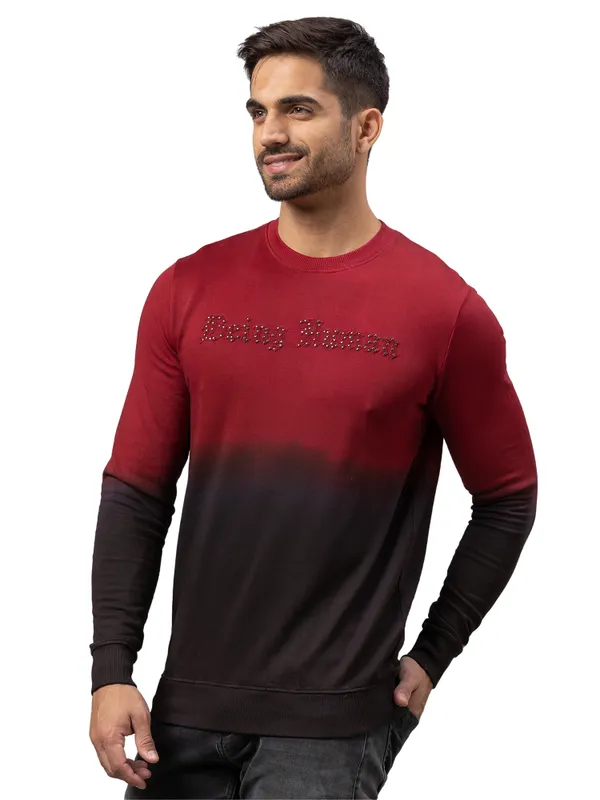 Being Human Regular Fit Men Crew Neck Sweatshirt-Wine