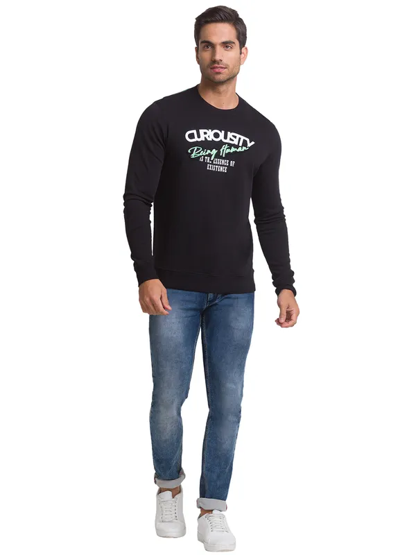 Being Human Regular Fit Men Crew Neck Sweatshirt-Black