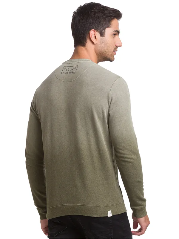 Being Human Regular Fit Men Crew Neck Sweatshirt-Olive Melange