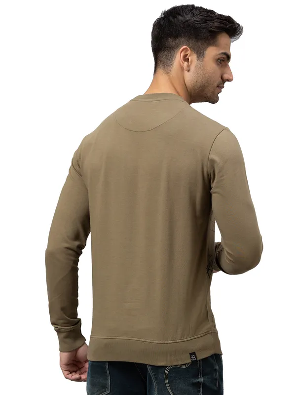 Being Human Regular Fit Men Crew Neck Sweatshirt-Dk.Olive