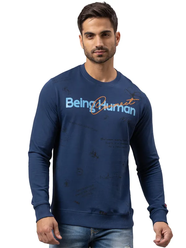 Being Human Regular Fit Men Crew Neck Sweatshirt-Navy