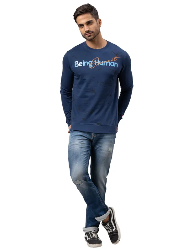 Being Human Regular Fit Men Crew Neck Sweatshirt-Navy