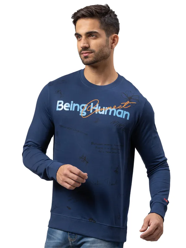 Being Human Regular Fit Men Crew Neck Sweatshirt-Navy