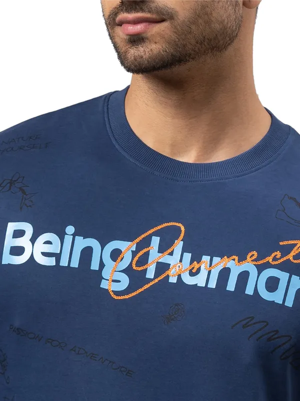 Being Human Regular Fit Men Crew Neck Sweatshirt-Navy