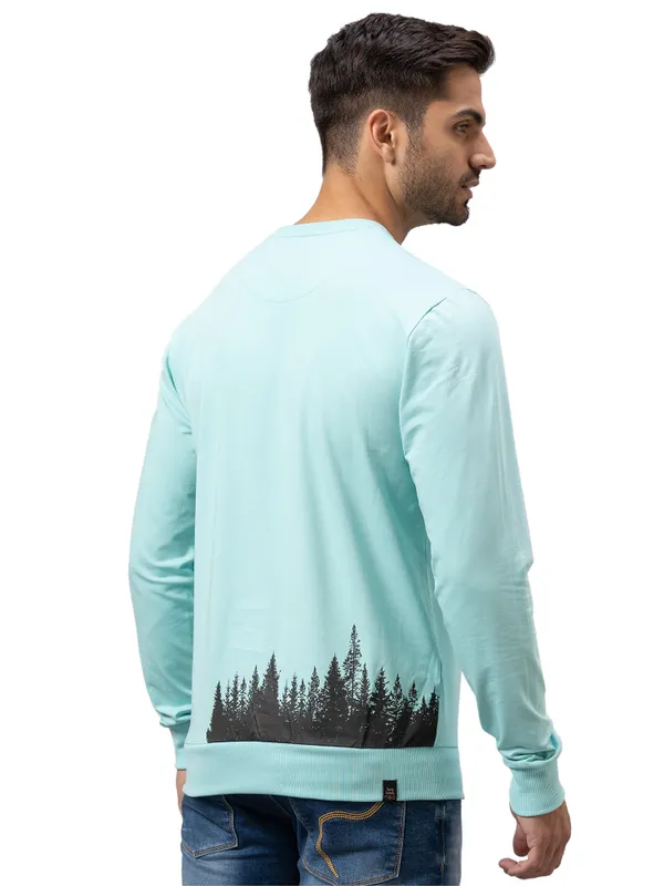 Being Human Regular Fit Men Crew Neck Sweatshirt-Aqua Green