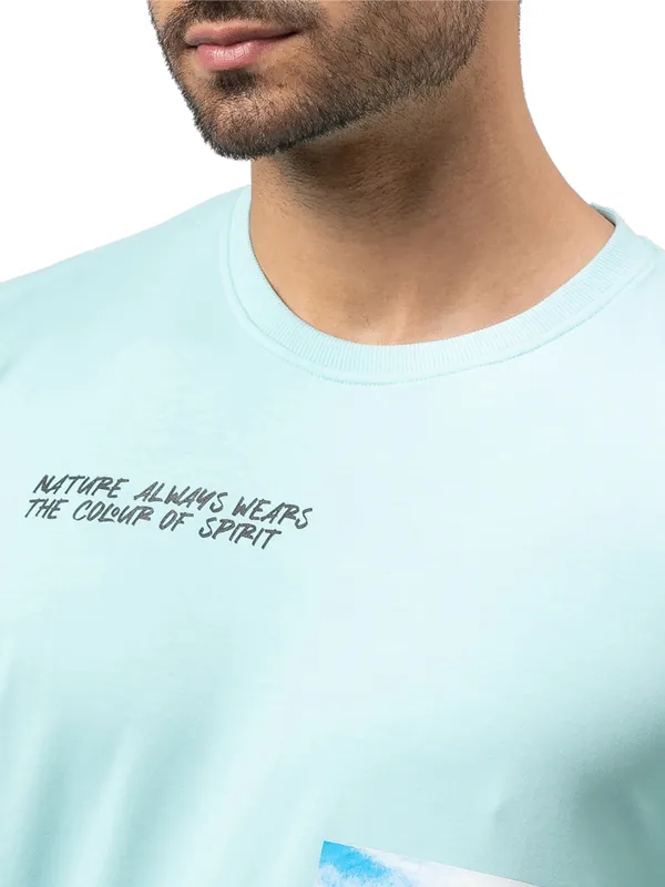 Being Human Regular Fit Men Crew Neck Sweatshirt-Aqua Green