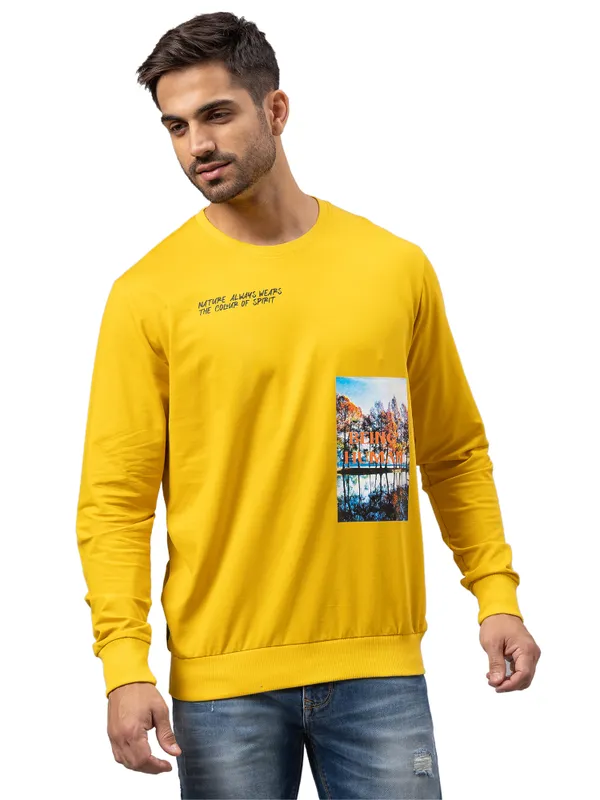 Being Human Regular Fit Men Crew Neck Sweatshirt-Lemon Yellow