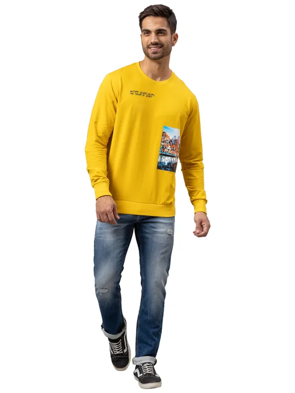 Being Human Regular Fit Men Crew Neck Sweatshirt-Lemon Yellow