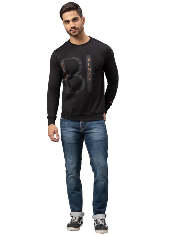 Being Human Regular Fit Men Crew Neck Sweatshirt-Black