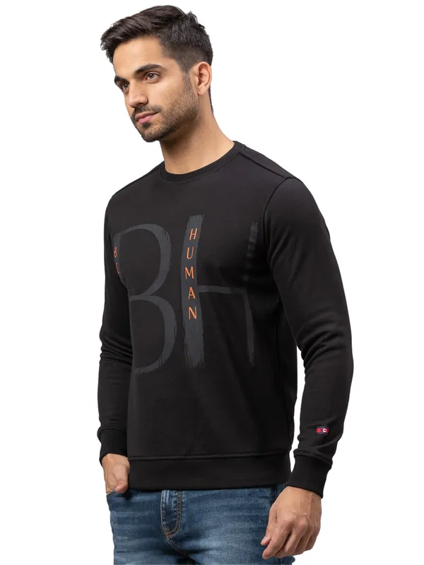 Being Human Regular Fit Men Crew Neck Sweatshirt-Black