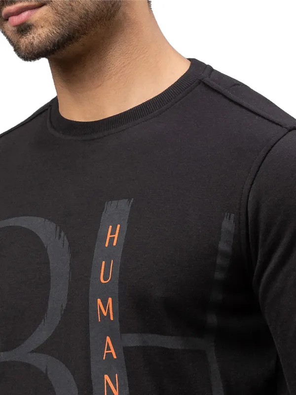 Being Human Regular Fit Men Crew Neck Sweatshirt-Black