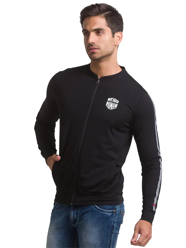 Being Human Regular Fit Men Crew Neck Sweatshirt-Black