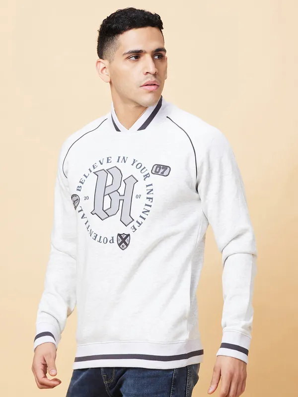 Being Human Clothing Mens-Top Sweatshirt Acru Melange