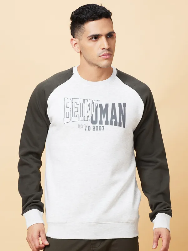 Being Human Mens-Top Sweatshirt Ecru Melange