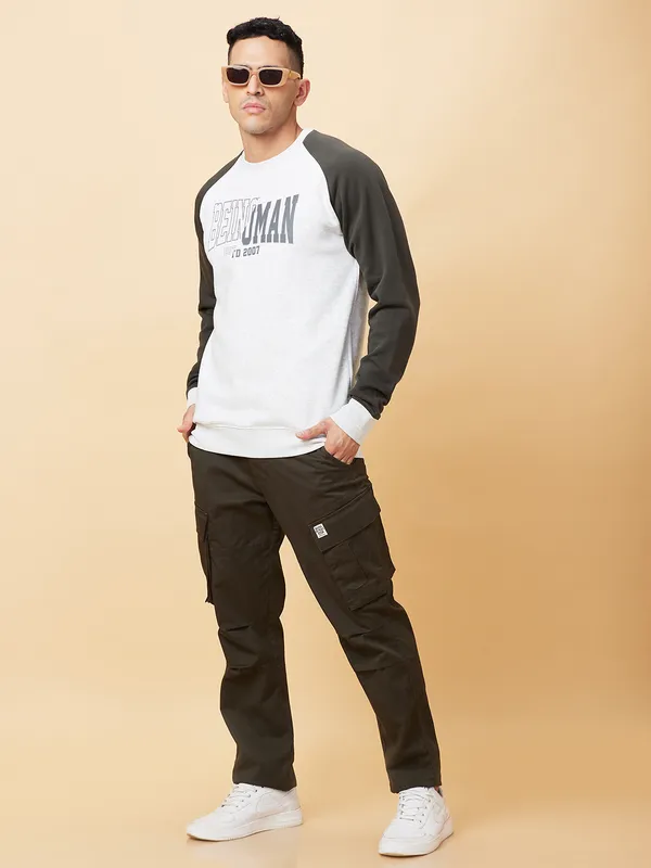 Being Human Mens-Top Sweatshirt Ecru Melange