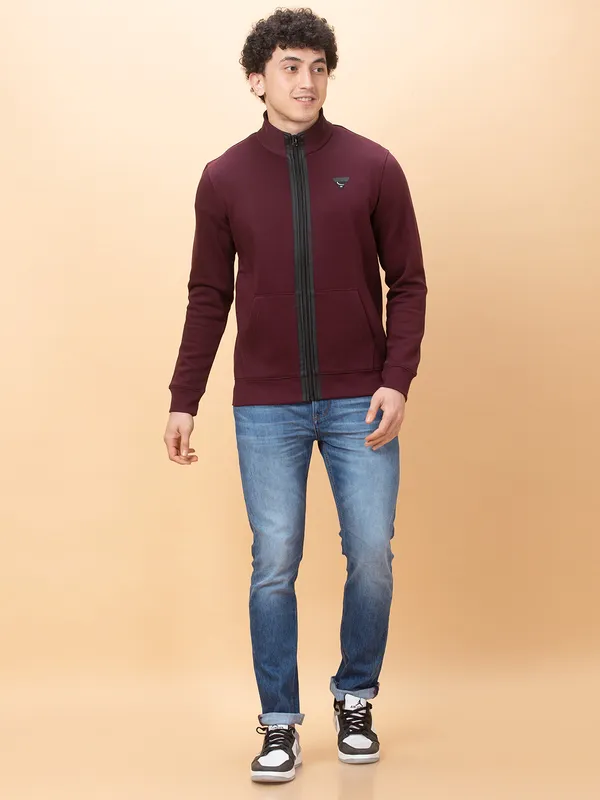 Being Human Clothing Mens-Top Sweatshirt Wine