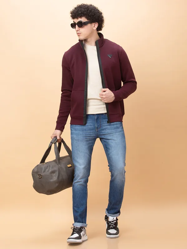 Being Human Clothing Mens-Top Sweatshirt Wine