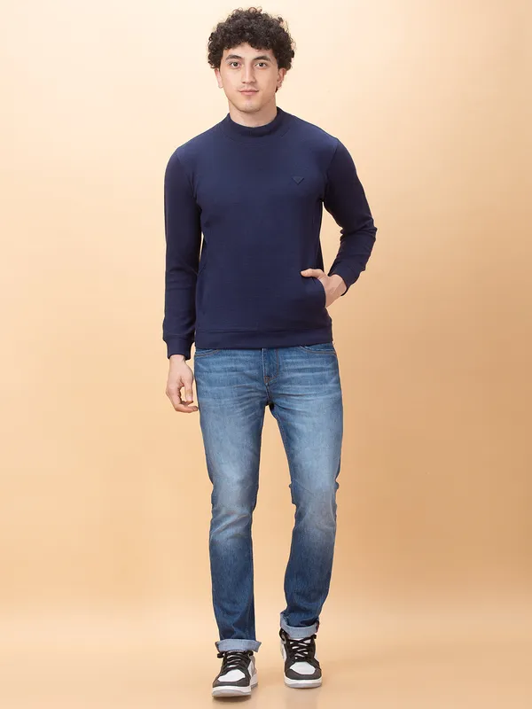 Being Human Clothing Mens-Top Sweatshirt Denim Blue