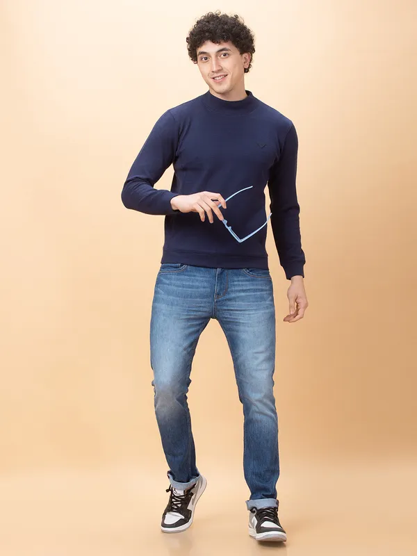 Being Human Clothing Mens-Top Sweatshirt Denim Blue