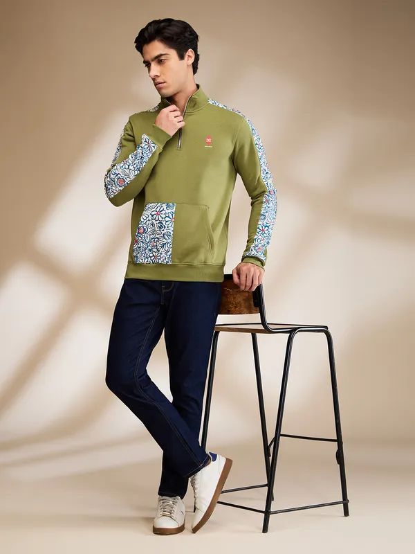 Being Human Clothing Mens-Top Sweatshirt Olive