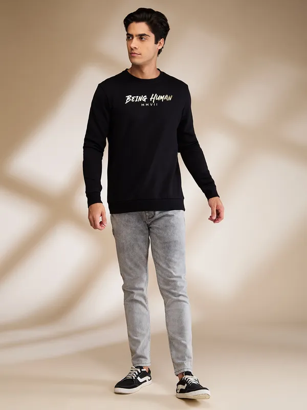Being Human Mens-Top Sweatshirt Black