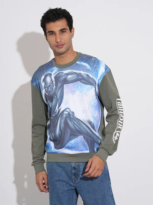 Fantastic Four Silver Surfer Printed Drop-Shoulder Sweatshirt