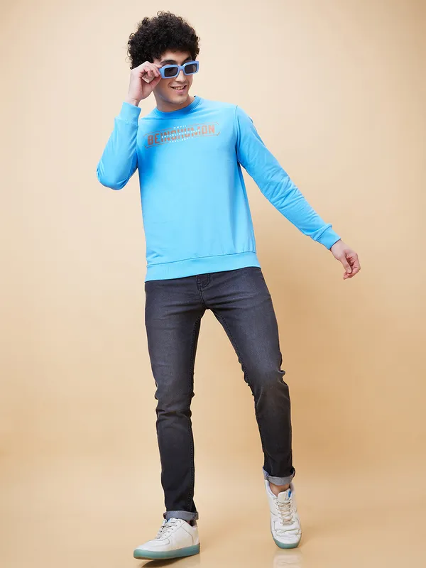 Being Human Men  Sweatshirt-Light Blue