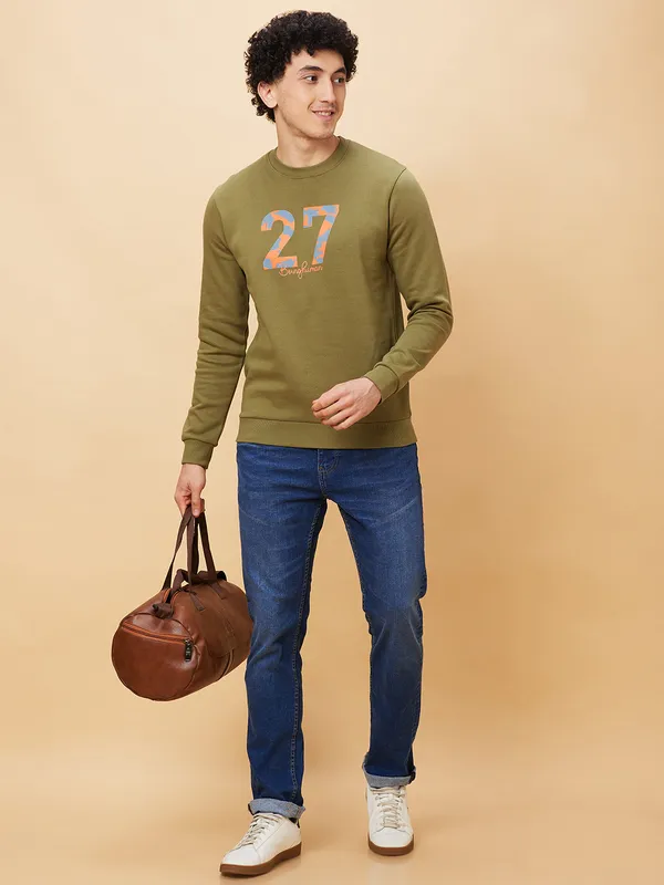 Being Human Clothing Men  Sweatshirt-Olive