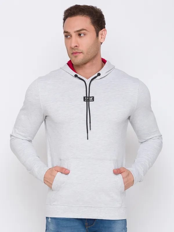 Being Human Clothing Men Regular Fit Hooded Hoody-Melantra Ecru Mel