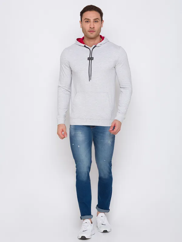 Being Human Clothing Men Regular Fit Hooded Hoody-Melantra Ecru Mel