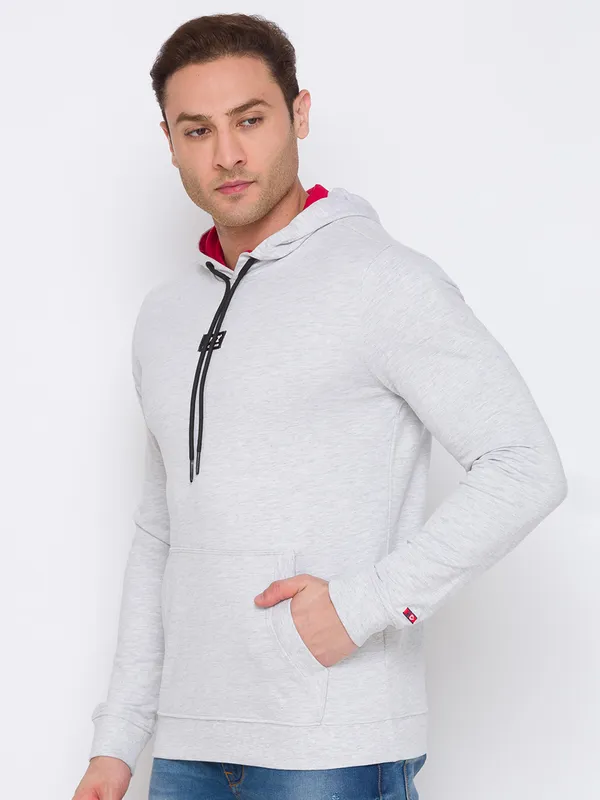 Being Human Clothing Men Regular Fit Hooded Hoody-Melantra Ecru Mel